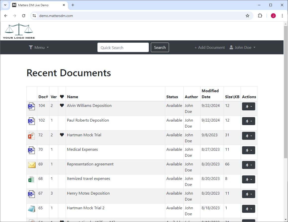 screenshot of Matters DM